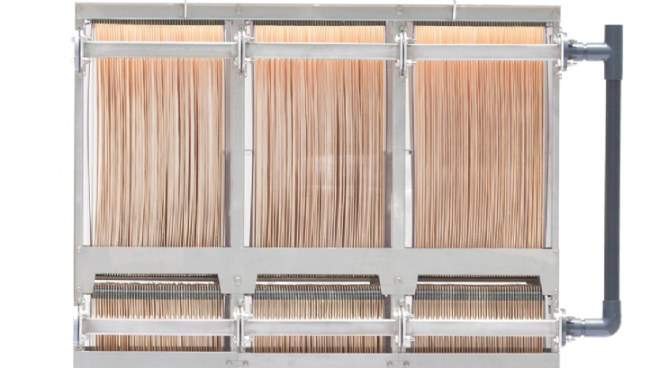 Toray's NHP MBR module features densely packed thin membrane flat sheets